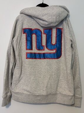 NY Giants Faux Fur-Lined Gray Hoodie